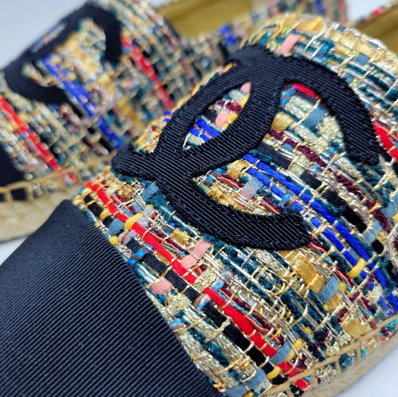 COPY - COPY - Chanel Espadrilles Tweed Grosgrain Multicolor 38 - Picture 6 of 7